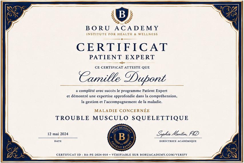 Certificat Patient Expert BORU Academy